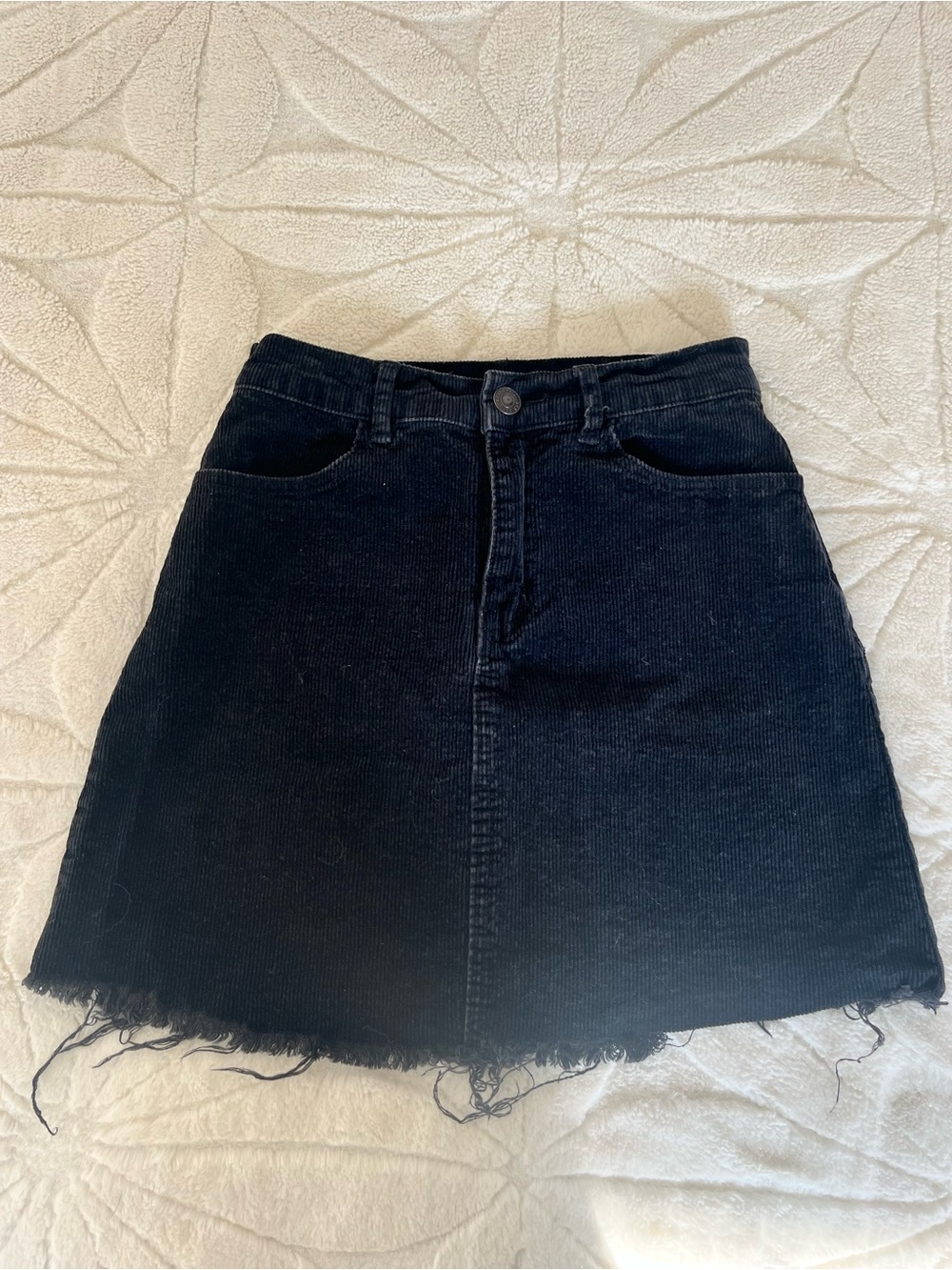 Black Corduroy A-Line Mini Skirt - Classic Women's Style